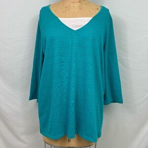 NWT White Stag Teal Short Sleeve Teal V-neck Sleeve Teal And White T-Shirt XL